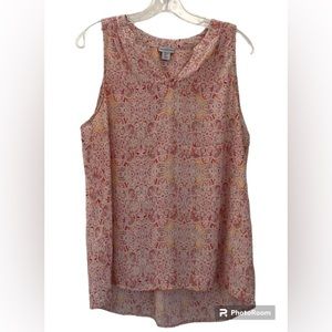 Paraphrase Multi Color Pattern Tank Top With V Cut Neckline Size Medium